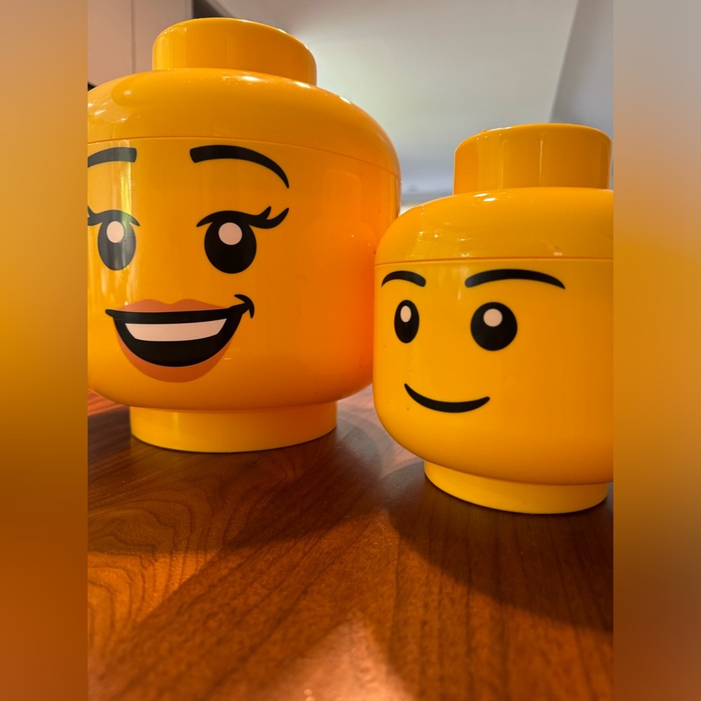 Lego heads for target no box- hardly used- Lego box with handle no box